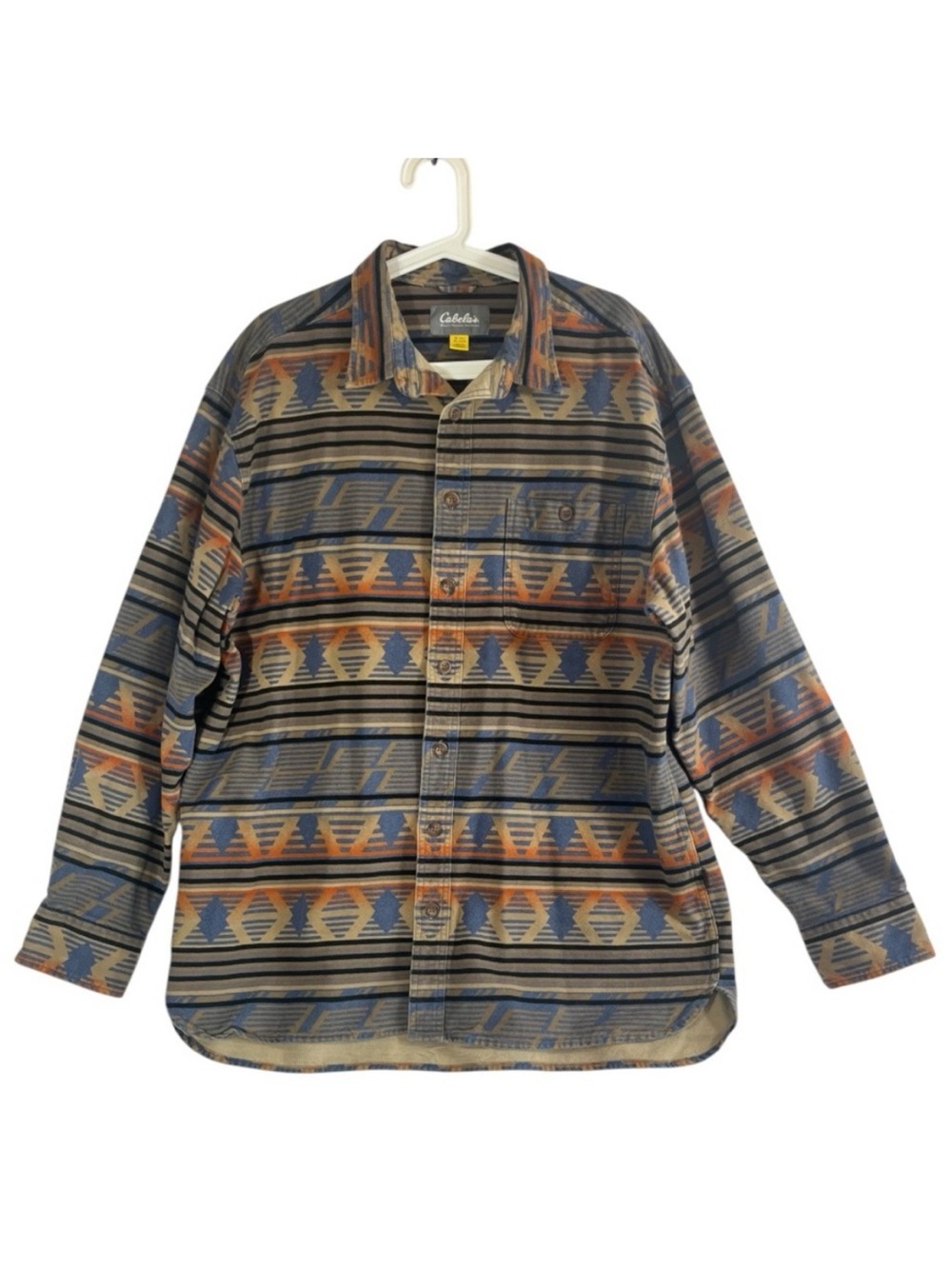 Cabela’s Chamois XLT Cotton Flannel Shirt Aztec LS Tall Button Down Thick